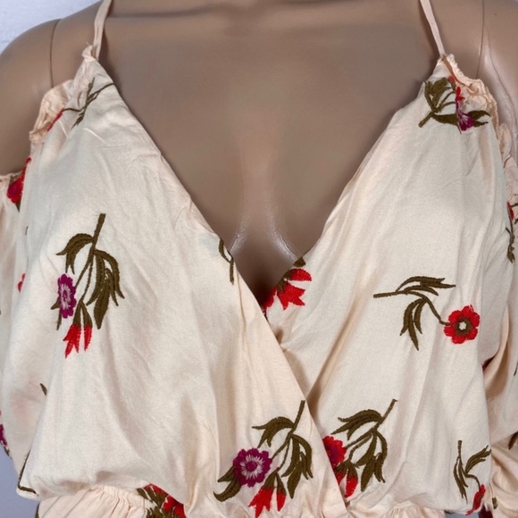 NEW LOVERS + FRIENDS REVOLVE FLORAL EMBROIDERED COLD-SHOULDER ROMPER - Picture 3 of 8